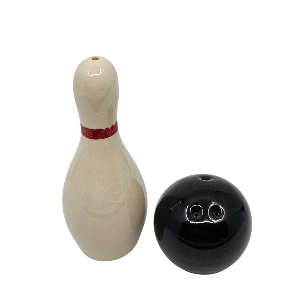 Vintage Bowling Ball & Pin Salt & Pepper Shaker Set
